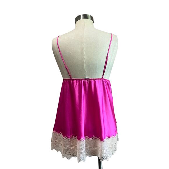 Y2K Victoria Secret Pink Satin Lingerie Tank Top Size Large - Picture 2 of 9